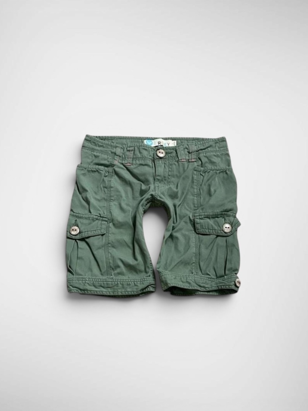 Y2K Roxy Olive Green Low Rise Cargo Chino Shorts